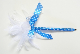 Blue Polka Dot Party Ribbon Pen